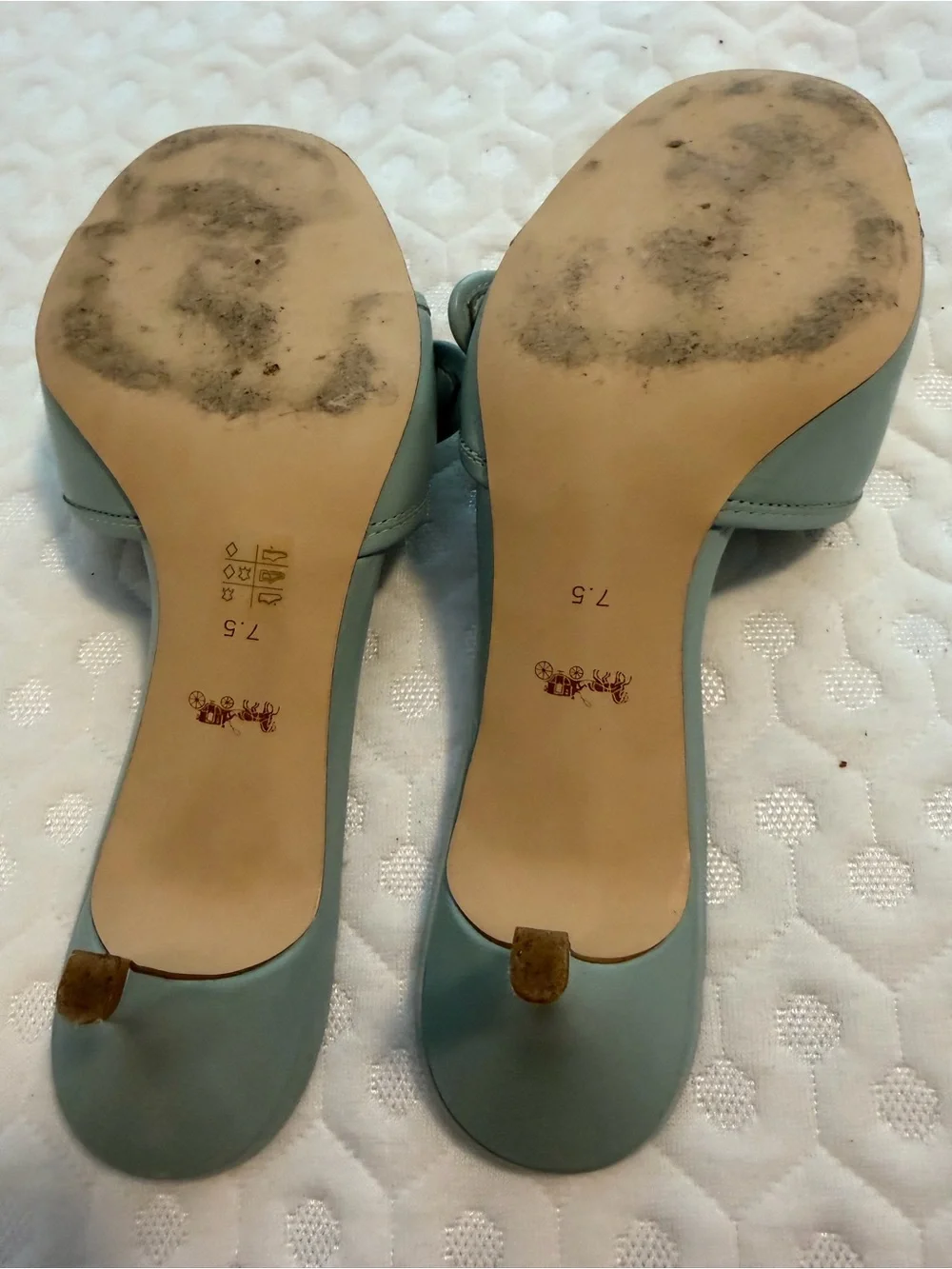 Coach Light Blue Leather Buckle Mule Heels - Picture 8 of 8